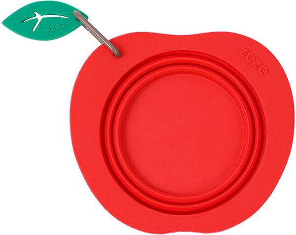 Show full view: ZEZE Collapsible Silicone Dog Bowl, Red, 3-cup slide 6 of 7
