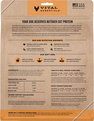 Show full view: Vital Essentials Freeze-Dried Raw Pork Entree & Mixer Soft Nibs Dog Food, 14-oz bag slide 3 of 12