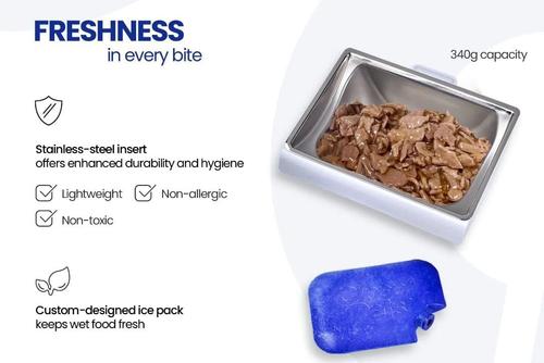 Show full view: Closer Pets MiBowl Dog & Cat Feeder Ice Pack & Stainless Steel Bowl Insert, 1-cup slide 2 of 8