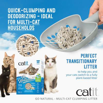 Show full view: Catit Go Natural Multi Cat Vanilla Scented Pea Husk Clumping Cat Litter, 14.1-lb bag slide 5 of 9