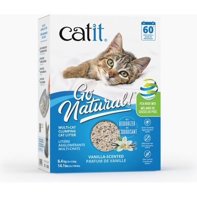 Catit Catit Go Natural Multi Cat Vanilla Scented Pea Husk Clumping Cat Litter, 14.1-lb bag