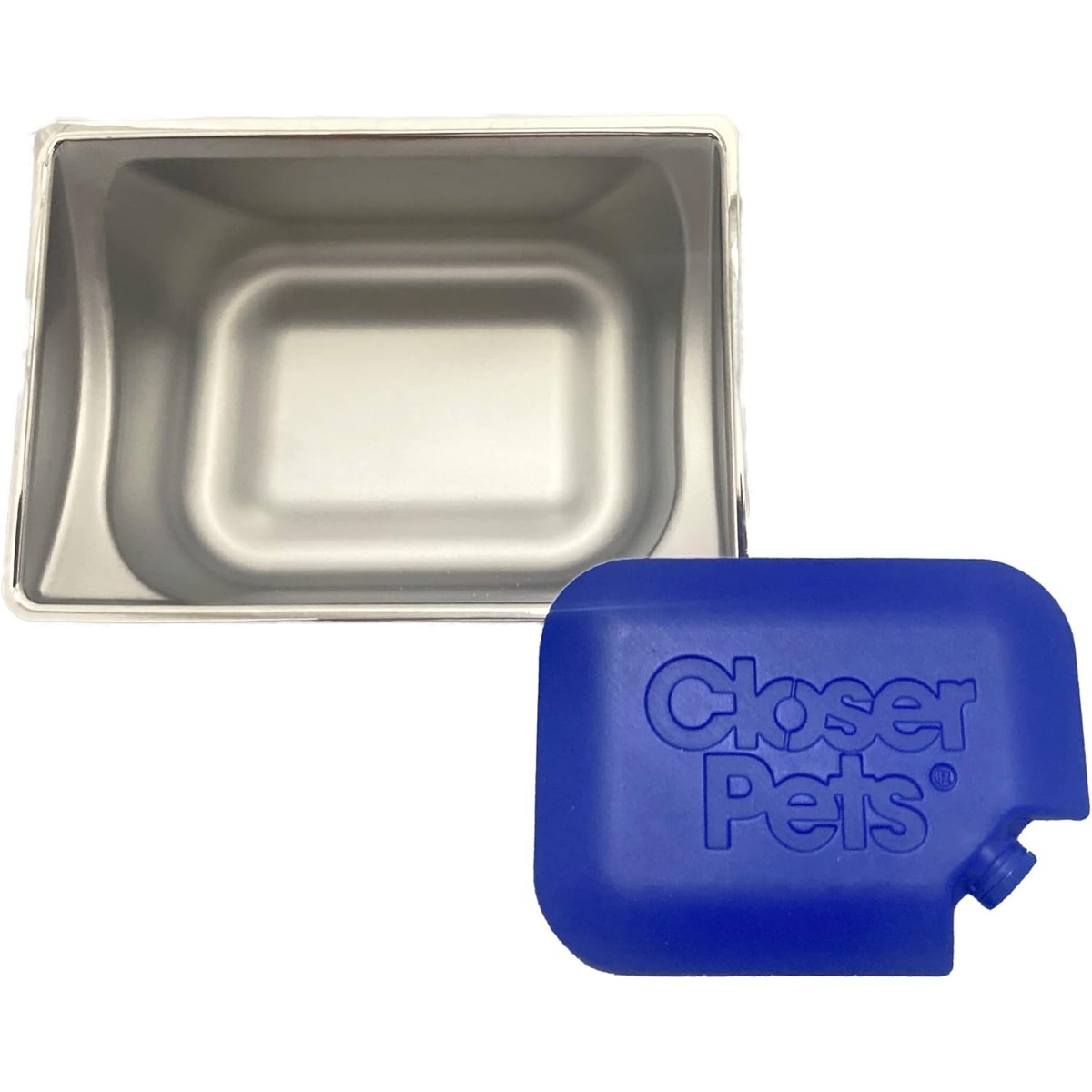 Closer Pets MiBowl Dog & Cat Feeder Ice Pack & Stainless Steel Bowl Insert, 1-cup