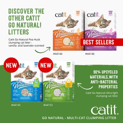 Show full view: Catit Go Natural Multi Cat Vanilla Scented Pea Husk Clumping Cat Litter, 14.1-lb bag slide 8 of 9