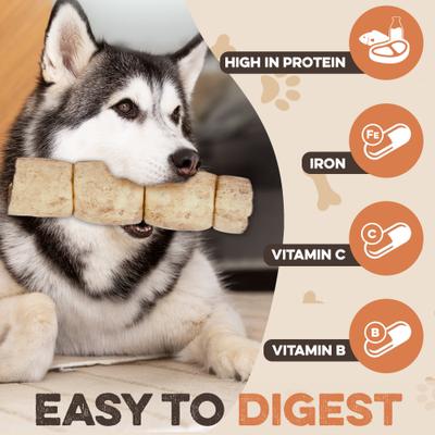 Show full view: Brutus & Barnaby Rawhide-Free Peanut Butter Flavored Beef Cheek Rolls Long Lasting Dog Chews, 10 to 12-inch, 4 count slide 5 of 11