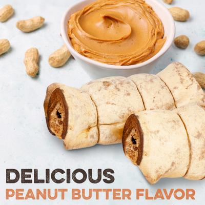 Show full view: Brutus & Barnaby Rawhide-Free Peanut Butter Flavored Beef Cheek Rolls Long Lasting Dog Chews, 10 to 12-inch, 4 count slide 4 of 11