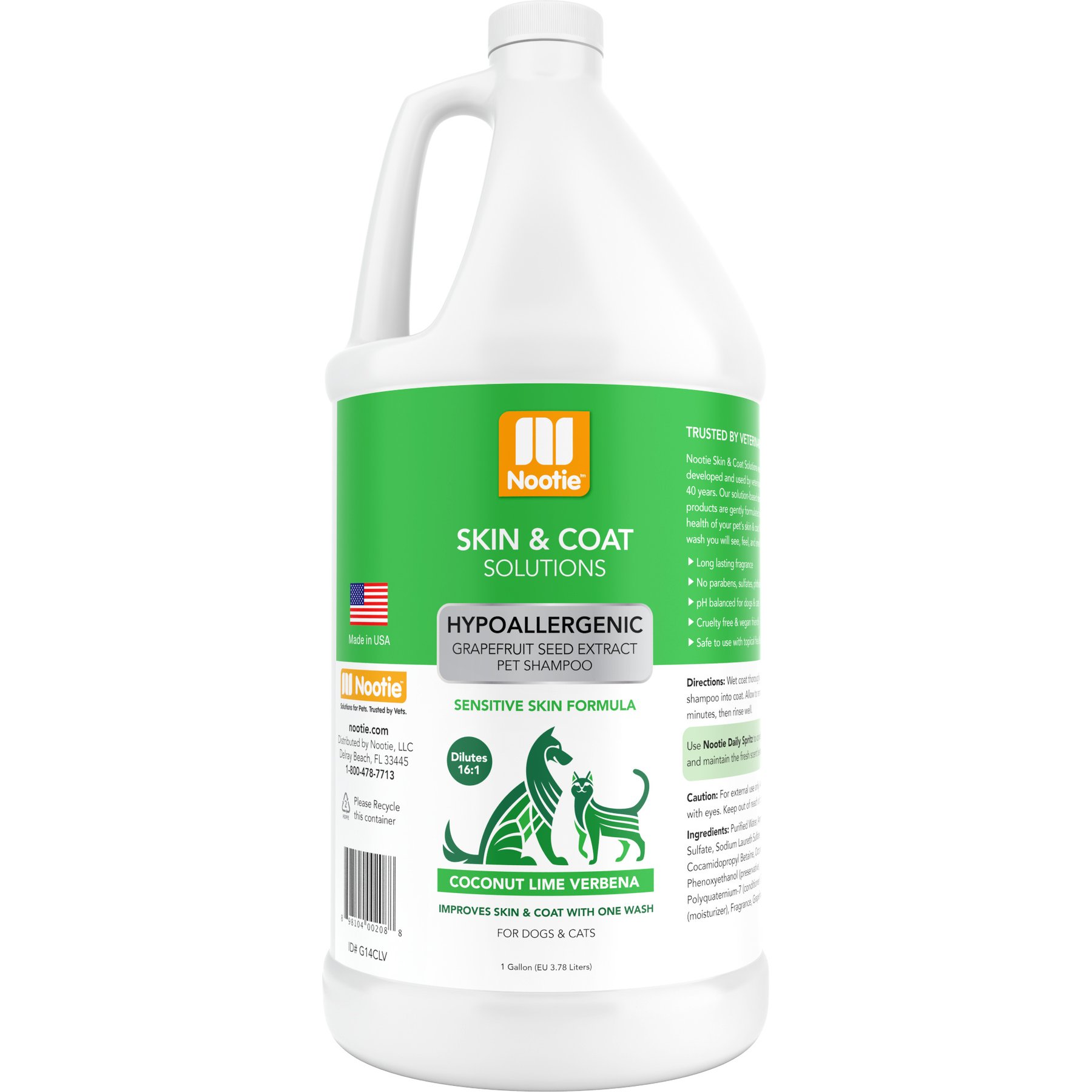 Nootie Coconut Lime Verbena Hypoallergenic Formula Dog Shampoo, 1-gal