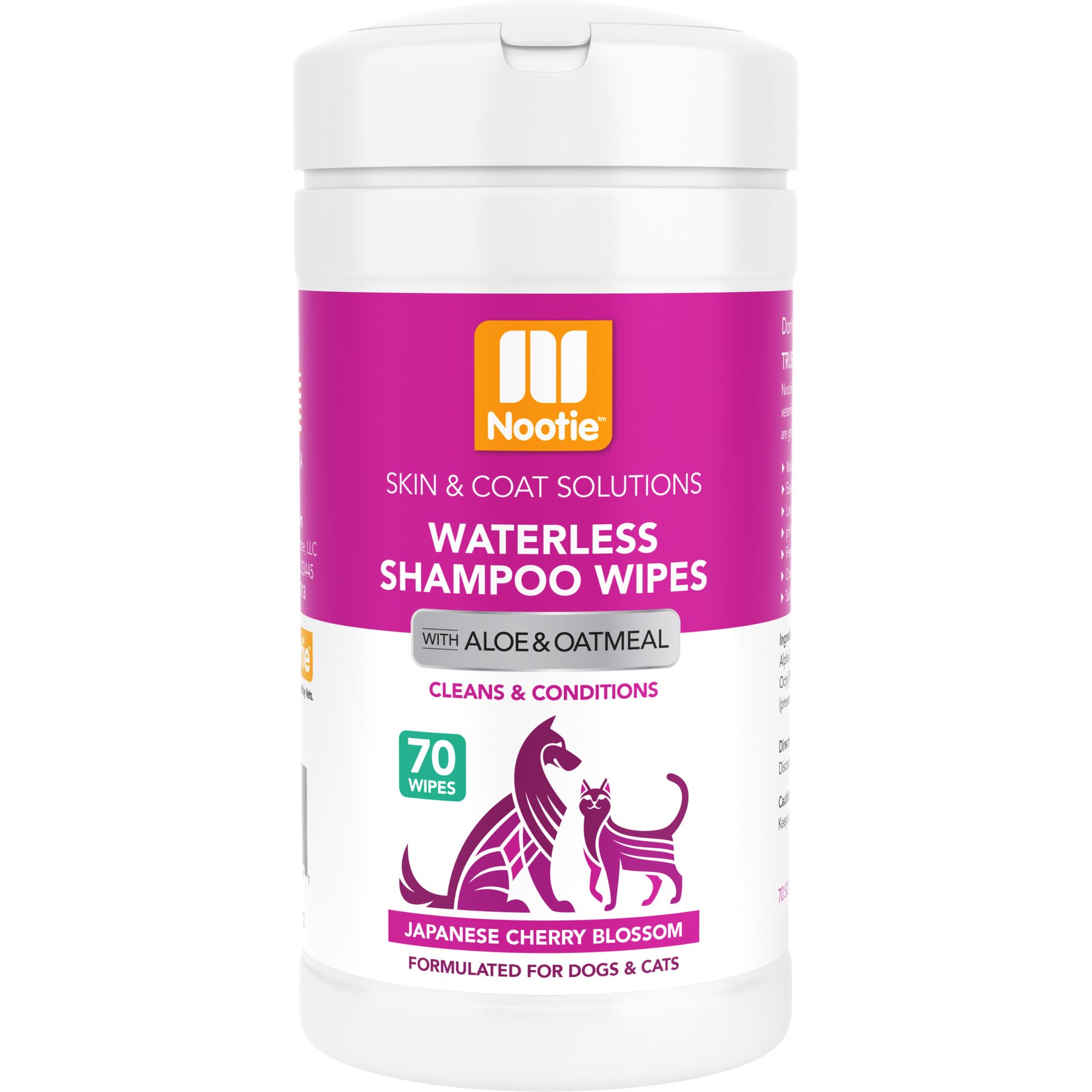 Nootie Japanese Cherry Blossom Dog & Cat Waterless Shampoo Wipes, 70 count
