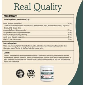 Real Mushrooms Mushroom Immune Chews Supplement for Dogs & Cats, 60 count