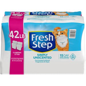 Fresh Step Simply Unscented Clumping Clay Cat Litter, 10.5-lb bag, pack of 4, Limited Availability