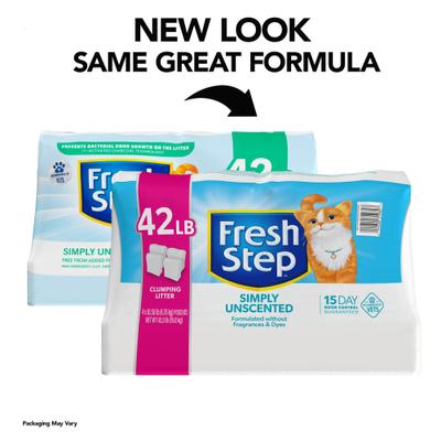 Show full view: Starter Kit - Fresh Step Simply Unscented Clumping Clay Cat Litter, 10.5-lb bag, pack of 4 + 2 other items slide 3 of 9