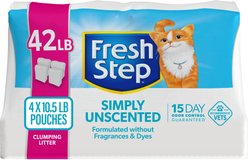 Fresh Step Simply Unscented Clumping Clay Cat Litter, 10.5-lb bag, pack of 4