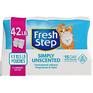 Fresh Step Simply Unscented Clumping Clay Cat Litter, 10.5-lb bag, pack of 4