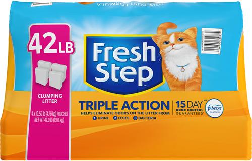 Show full view: Fresh Step Triple Action Scented Clumping Clay Cat Litter, 10.5-lb bag, pack of 4 slide 9 of 12