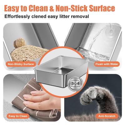 Show full view: Casfuy Full/Semi Enclosed Stainless Steel Cat Litter Box with Dual Entry slide 5 of 7