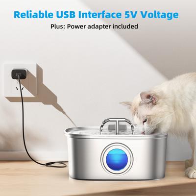 Show full view: Casfuy PWS-133 T-Shaped Spout Stainless Steel Dog & Cat Water Fountain, 108-oz slide 7 of 8