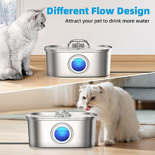 Show full view: Casfuy PWS-133 T-Shaped Spout Stainless Steel Dog & Cat Water Fountain, 108-oz slide 2 of 8