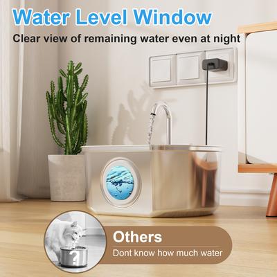 Show full view: Casfuy PWS-154 Quiet Stainless Steel Dog & Cat Water Fountain with Dual Flow Modes, 108-oz slide 3 of 7