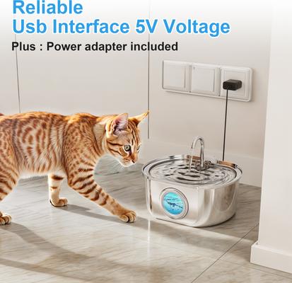 Show full view: Casfuy PWS-154 Quiet Stainless Steel Dog & Cat Water Fountain with Dual Flow Modes, 108-oz slide 6 of 7