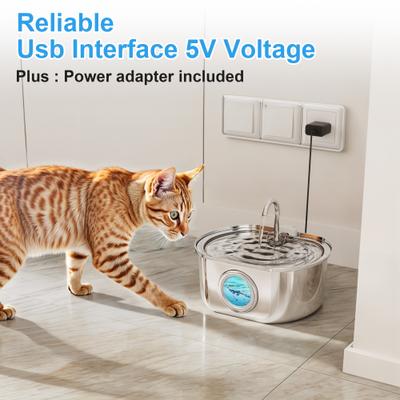 Show full view: Casfuy PWS-154 Quiet Stainless Steel Dog & Cat Water Fountain with Dual Flow Modes, 108-oz slide 6 of 8