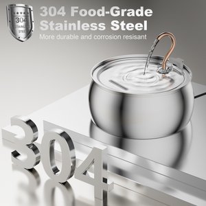 Casfuy PWS-143 Stainless Steel Cat & Dog Water Fountain with Swan-Neck Copper Spout, 135-oz