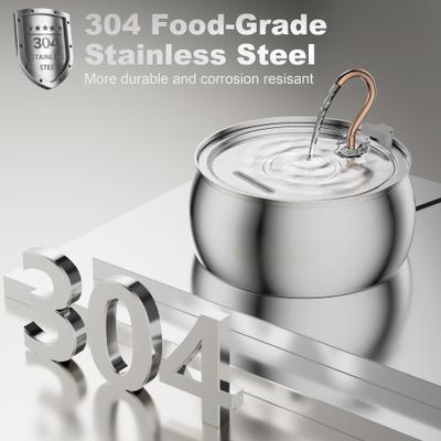 Show full view: Casfuy PWS-143 Stainless Steel Cat & Dog Water Fountain with Swan-Neck Copper Spout, 135-oz slide 6 of 9