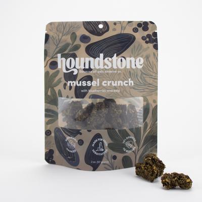 Show full view: Houndstone Mussel Crunch Mussel, Blueberries & Kelp Freeze-Dried Dog Treats, 2-oz bag slide 4 of 8