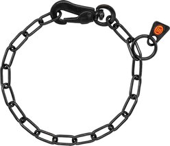 Herm Sprenger Stainless Steel Micro Adjustable Training Chain Dog Collar, Black, 12-in neck, 2-mm wide