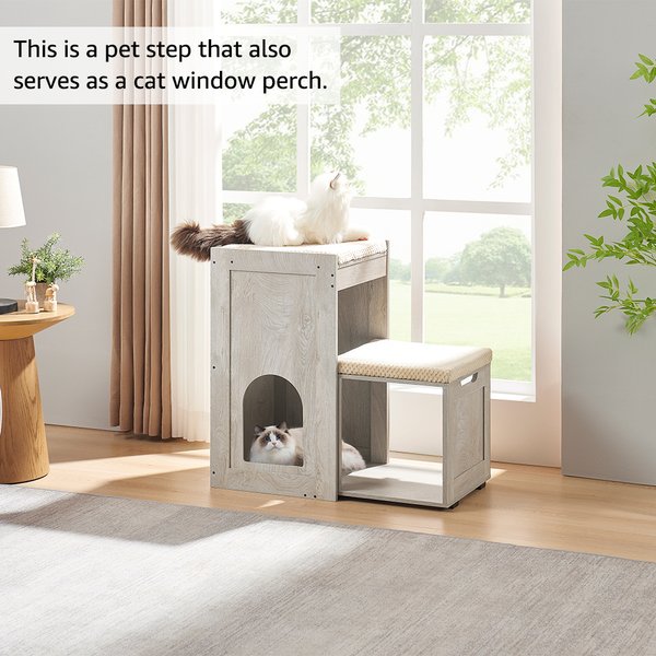 Unipaws 3 In 1 Wooden Cat House, Weathered Grey