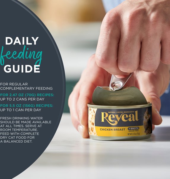 Show full view: Reveal Natural Grain-Free Variety of Fish in Broth Flavored Wet Cat Food, 2.47-oz can, case of 24 slide 7 of 11