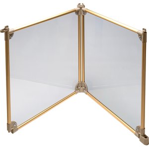 Front Row 2-Panel Transparent Panels & Aluminum Rods Foldable Dog & Cat Expansion Kit, Gold/Clear