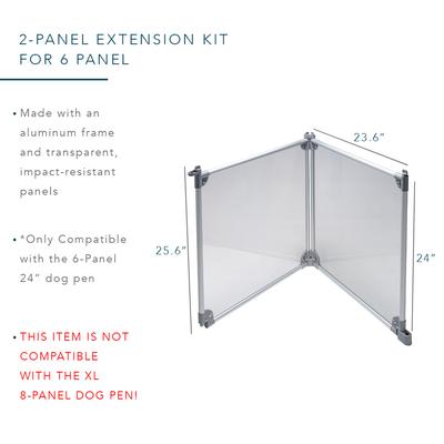 Show full view: Front Row 2-Panel Transparent Panels & Aluminum Rods Foldable Dog & Cat Expansion Kit, Silver/Clear slide 2 of 5