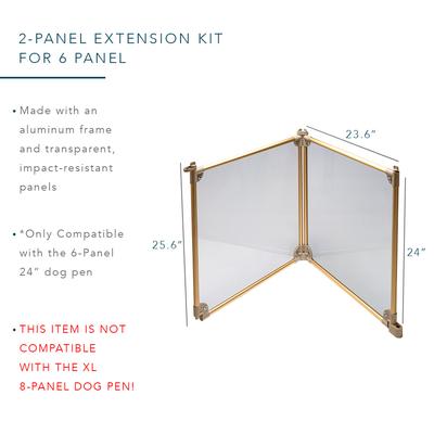 Show full view: Front Row 2-Panel Transparent Panels & Aluminum Rods Foldable Dog & Cat Expansion Kit, Gold/Clear slide 2 of 5