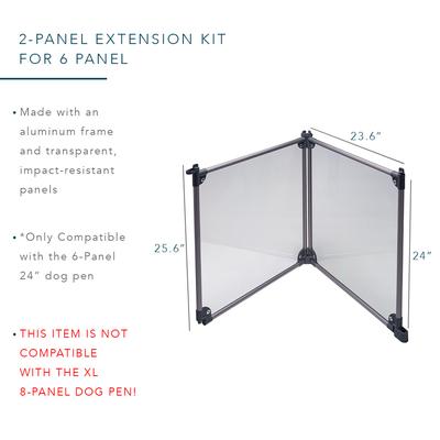 Show full view: Front Row 2-Panel Transparent Panels & Aluminum Rods Foldable Dog & Cat Expansion Kit, Charcoal/Clear slide 2 of 5