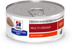 Hill's Prescription Diet Multi-Organ Support Chicken Wet Cat Food, 5.5-oz can, case of 24