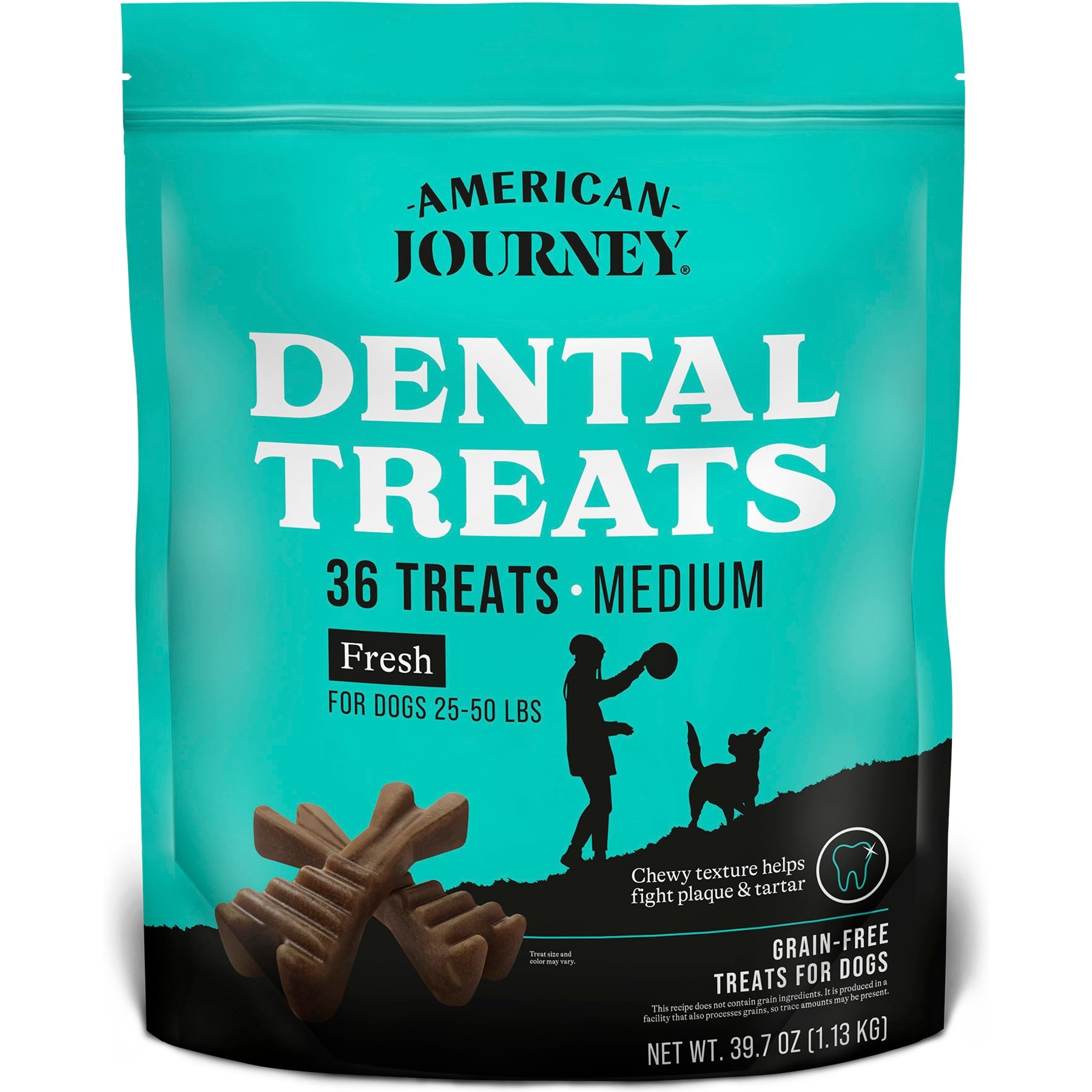 American Journey Grain-Free Medium Dental Dog Treats Mint Flavor, 36 count