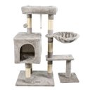 GOOPAWS 37-in Faux Fur Cat Tree & Condo with Basket, Light Grey