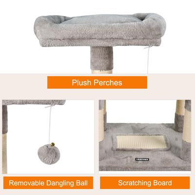 Show full view: GOOPAWS 53-in Faux Fur Top Perch Cat Tree & Condo, Light Grey slide 5 of 7