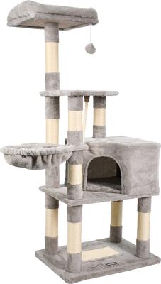 Show full view: GOOPAWS 53-in Faux Fur Top Perch Cat Tree & Condo, Light Grey slide 2 of 7