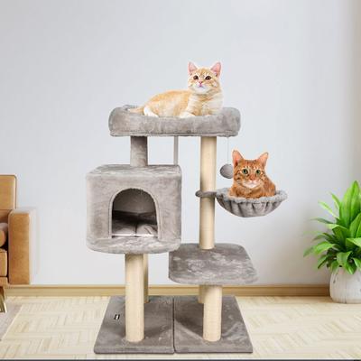 Show full view: GOOPAWS 43-in Faux Fur Top Perch Cat Tree & Condo, Light Grey slide 7 of 7