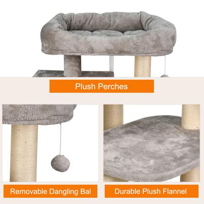 Show full view: GOOPAWS 43-in Faux Fur Top Perch Cat Tree & Condo, Light Grey slide 5 of 7