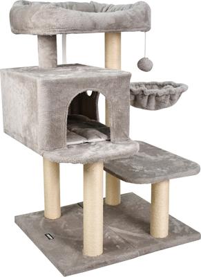 Show full view: GOOPAWS 43-in Faux Fur Top Perch Cat Tree & Condo, Light Grey slide 2 of 7