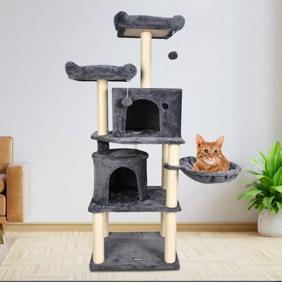 Show full view: GOOPAWS Multi-Level 60-in Faux Fur Cat Tree & Condo, Dark Grey slide 7 of 7