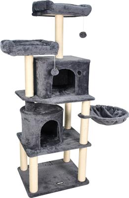 Show full view: GOOPAWS Multi-Level 60-in Faux Fur Cat Tree & Condo, Dark Grey slide 2 of 7