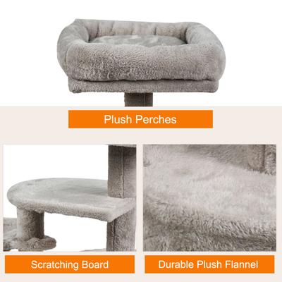 Show full view: GOOPAWS 27-in Faux Fur Cat Tree & Condo, Light Grey slide 5 of 8
