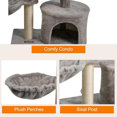Show full view: GOOPAWS 27-in Faux Fur Cat Tree & Condo, Light Grey slide 4 of 8