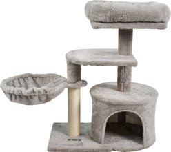 GOOPAWS 27-in Faux Fur Cat Tree & Condo, Light Grey