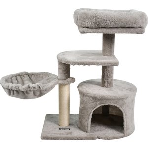 GOOPAWS 27-in Faux Fur Cat Tree & Condo, Light Grey