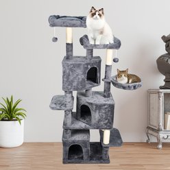 GOOPAWS Multi-Level 65-in Faux Fur Cat Tree & Condo, Dark Grey slide 2 of 7