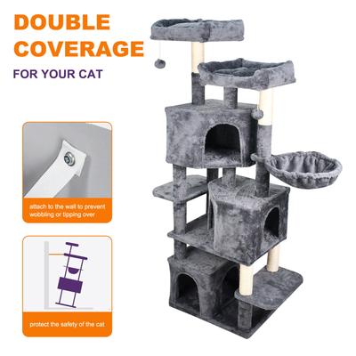 Show full view: GOOPAWS Multi-Level 65-in Faux Fur Cat Tree & Condo, Dark Grey slide 3 of 7