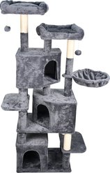 GOOPAWS Multi-Level 65-in Faux Fur Cat Tree & Condo, Dark Grey